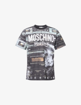 Moschino Mens Black Snoop Dogg Graphic-print Cotton T-shirt Xl In Black
