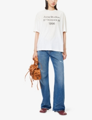 Acne Studios Womens Mid Blue Vintage Blue Flared-leg Denim Jeans In Blue