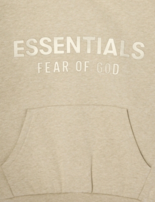 Essentials Logo-print Fleece-lined Cotton-jersey Hoody 2-12 Years Heather Ston In Neutral