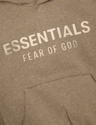 Essentials Logo-print Fleece-lined Cotton-jersey Hoody 2-12 Years Homestead Heath In Brown