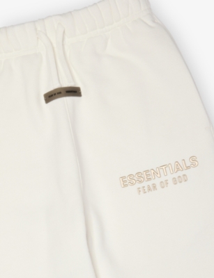 Essentials Drawstring Straight-leg Cotton-blend Jogging Bottoms 2-12 Years Cloud White In Gray