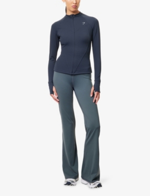Gymshark Womens Darkest Teal Running Full-zip Stretch-jersey Track Jacket In Blue