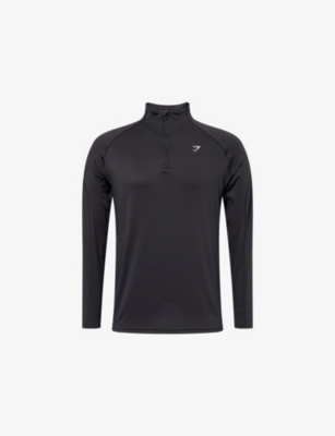 Gymshark Mens Black Performance Quarter Zip Stretch-woven Top Xl In Black
