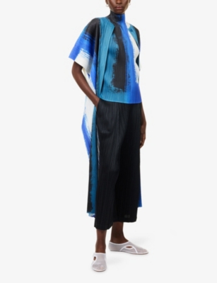 Issey Miyake Womens Black Thicker Bottoms Wide-leg Knitted Trousers In Black