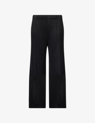 Issey Miyake Womens Black Thicker Bottoms Wide-leg Knitted Trousers In Black