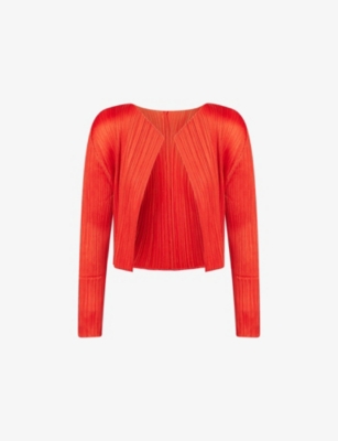 PLEATS PLEASE ISSEY MIYAKE: Monthly Colors: July Long-Sleeves Knitted Cardigan