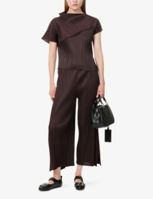 PLEATS PLEASE ISSEY MIYAKE: Cap-Sleeves Regular-Fit Knitted Top