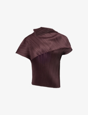 PLEATS PLEASE ISSEY MIYAKE: Cap-Sleeves Regular-Fit Knitted Top