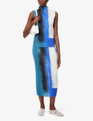 Issey Miyake Womens Blue Jump Knitted Midi Skirt In Blue