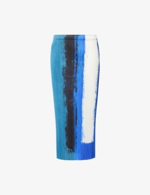 Issey Miyake Womens Blue Jump Knitted Midi Skirt In Blue