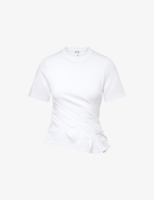 LOEWE: Twisted Short-Sleeves Cotton-Jersey Top