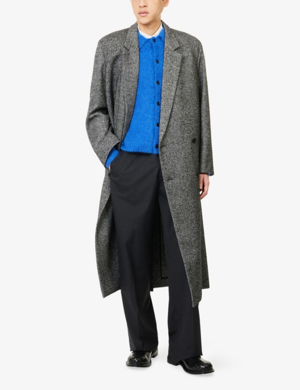 Checked Single-Breasted Cotton-Wool Blend Coat