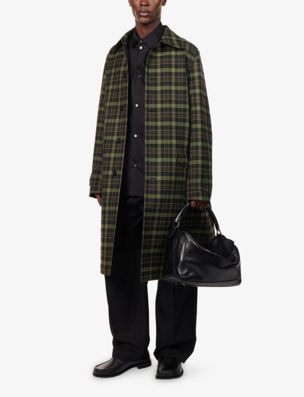 Checked Single-Breasted Cotton-Wool Blend Coat
