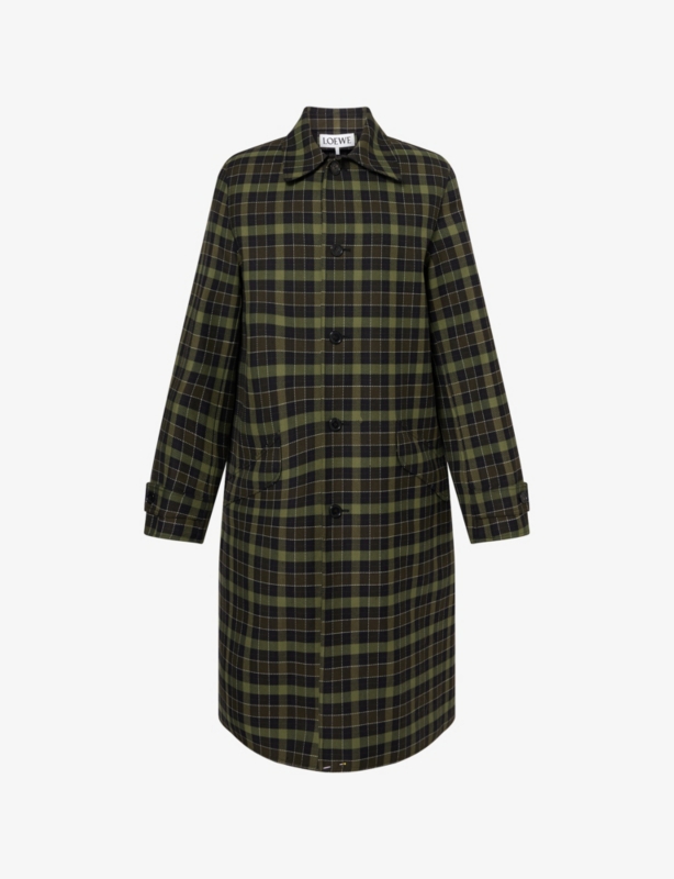 Checked Single-Breasted Cotton-Wool Blend Coat