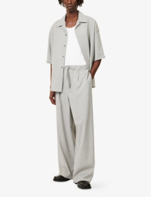 Loewe Mens Grey Drawstring Wide-leg Wool Trousers Xl In Gray