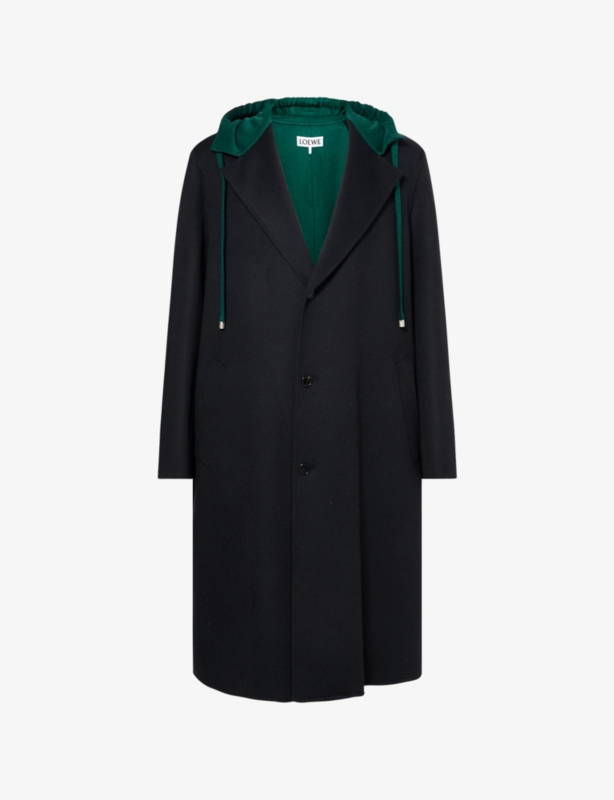 Hooded Single-Breasted Wool-Cashmere Blend Coat