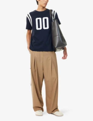 Loewe Mens Dark Navy Patch Regular-fit Cotton-blend T-shirt In Blue