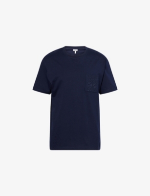 Loewe Mens Dark Navy Anagram Relaxed-fit Cotton-jersey T-shirt In Blue