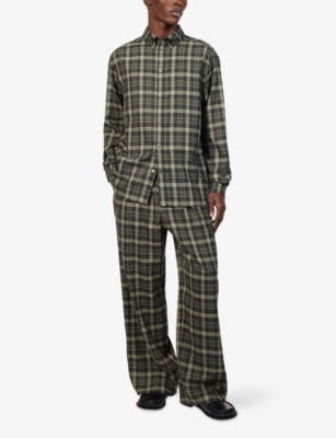 LOEWE: Checked Long-Sleeve Wool Blend Shirt