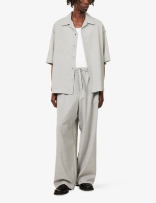 LOEWE: Monogram Short-Sleeves Short-Sleeve Wool Shirt