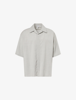 LOEWE: Monogram Short-Sleeves Short-Sleeve Wool Shirt
