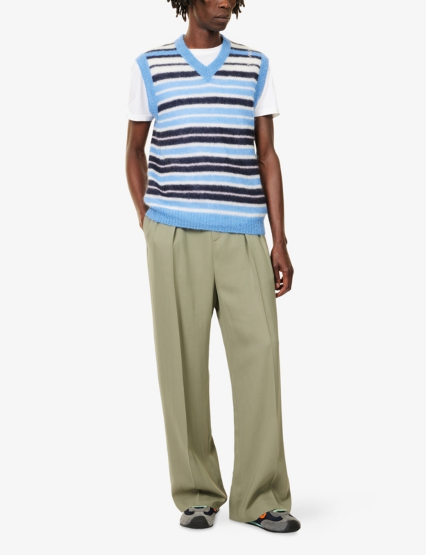 Pleated Wide-Leg Stretch-Woven Trousers