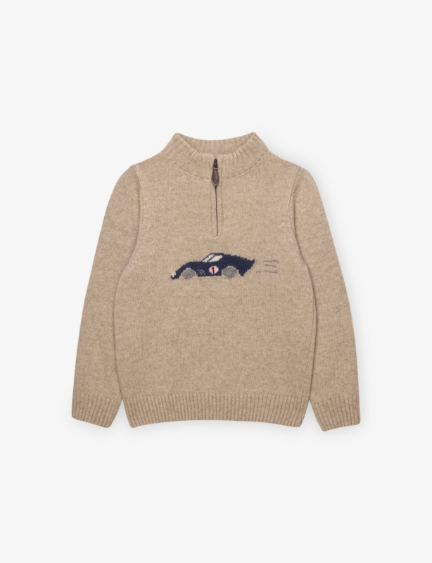 Sebastian Car-Intarsia Knitted Jumper 2-11 Years