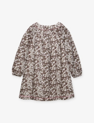 Trotters Mocha Mitsi Mitsi Floral-print Cotton Dress 2 In Brown