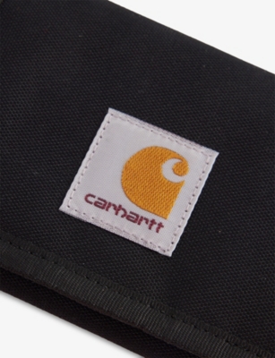 Carhartt Mens Black Alec Logo-patch Canvas Wallet In Black