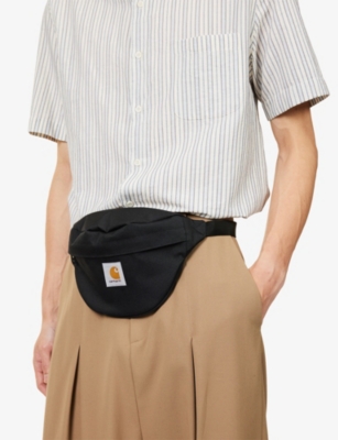 Carhartt Mens Black Jake Logo-patch Woven Hip Bag In Black