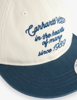 Carhartt Mens Natural / Deep Lagoon Alston Embroidered Cotton Cap In Neutral