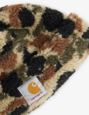 Carhartt Mens Camo Duck Jacq Green Prentis Logo-patch Knitted Beanie In Multi