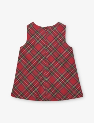 Trotters Red Tartan Georgina Tartan Cotton Dress 3-24 In Red