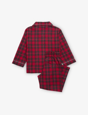 Trotters Reindeer-embroidered Tartan Cotton Pyjamas 1-11 Year In Red