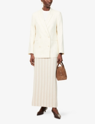 Anine Bing Womens Cream Jasmine Peak-lapels Stretch-woven Blazer In White