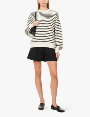 Anine Bing Striped Crew Neck Sweatshirt In Multi
