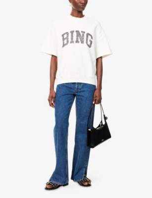 Anine Bing Jay Printed Cotton-jersey Sweatshirt In White