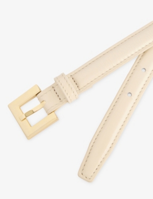 Anine Bing Womens Bone Crinkled Patent Nicola Leather Belt In Gold