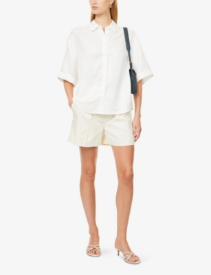 Anine Bing Womens Ivory Coco Relaxed-fit Woven Shirt In Brown