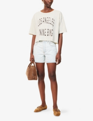 Anine Bing Womens Ultra Bleached Dalton High-rise Denim Shorts