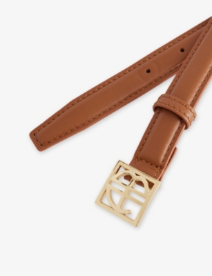 Anine Bing Womens Cognac Monogram Leather Belt In Brown