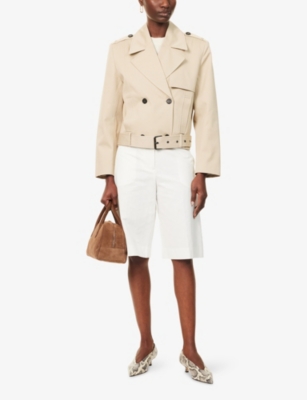 Anine Bing Womens Oatmeal Greer Belted Cotton Jacket In Neutral