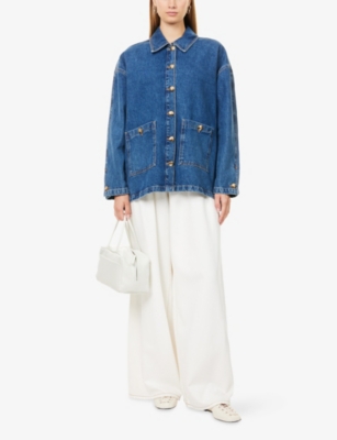 Anine Bing Womens Clean Indigo Denim Luca Relaxed-fit Denim Jacket In Blue