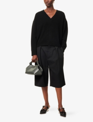 Anine Bing Womens Black Lee V-neck Cashmere Jumper In Black