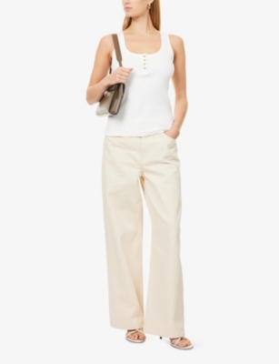 Anine Bing Womens Ivory Alessia Sleeveless Stretch-cotton Top Xs In White