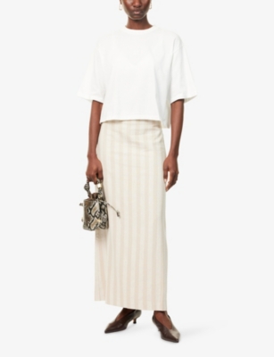 Anine Bing Womens Ivory Myers Cropped Cotton-jersey T-shirt In White