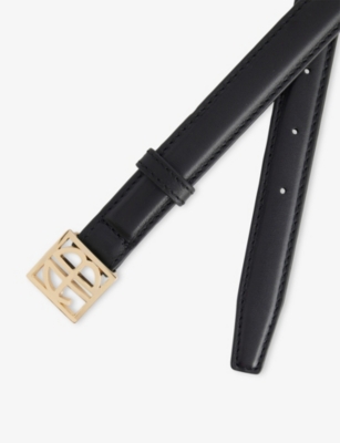 Anine Bing Womens Black Monogram Adustable Leather Belt Xs In Black