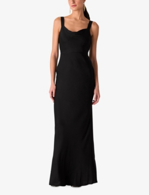 Whistles Womens Black Thea Cowl-neck Satin Maxi Dress In Black