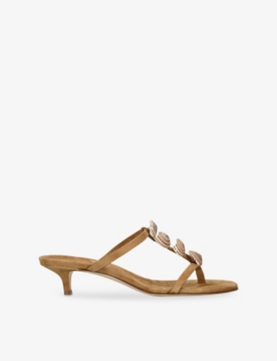 Christopher Esber Womens Tan Sundial Seashell Suede Heeled Sandals Eur 36 / 3 Uk In Brown