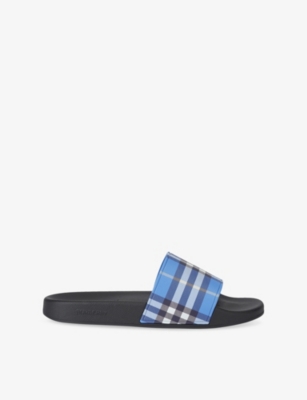 BURBERRY: Furley Check Rubber Sliders